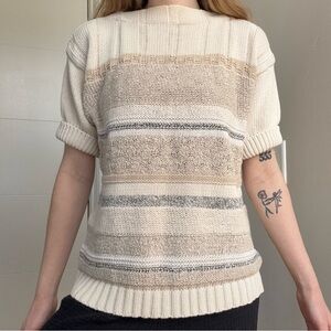 Y2K Vintage Cream Short Sleeve Knit Sweater